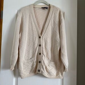Lizsport Cream Knit Button-Front Cardigan